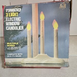 USED Timco Vintage Christmas Window Candolier 3 Light Plastic Electric Candle Ti